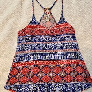 Patterned Red and Blue Women's Top